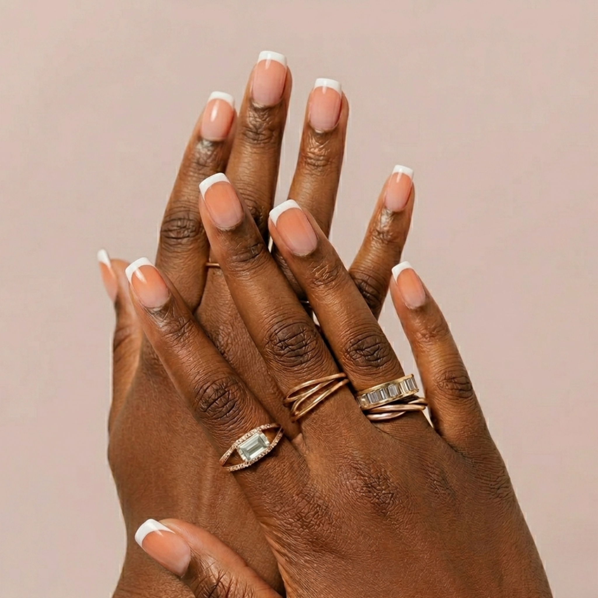 Peach Please — Soft white, warm bed french tip press-on nails