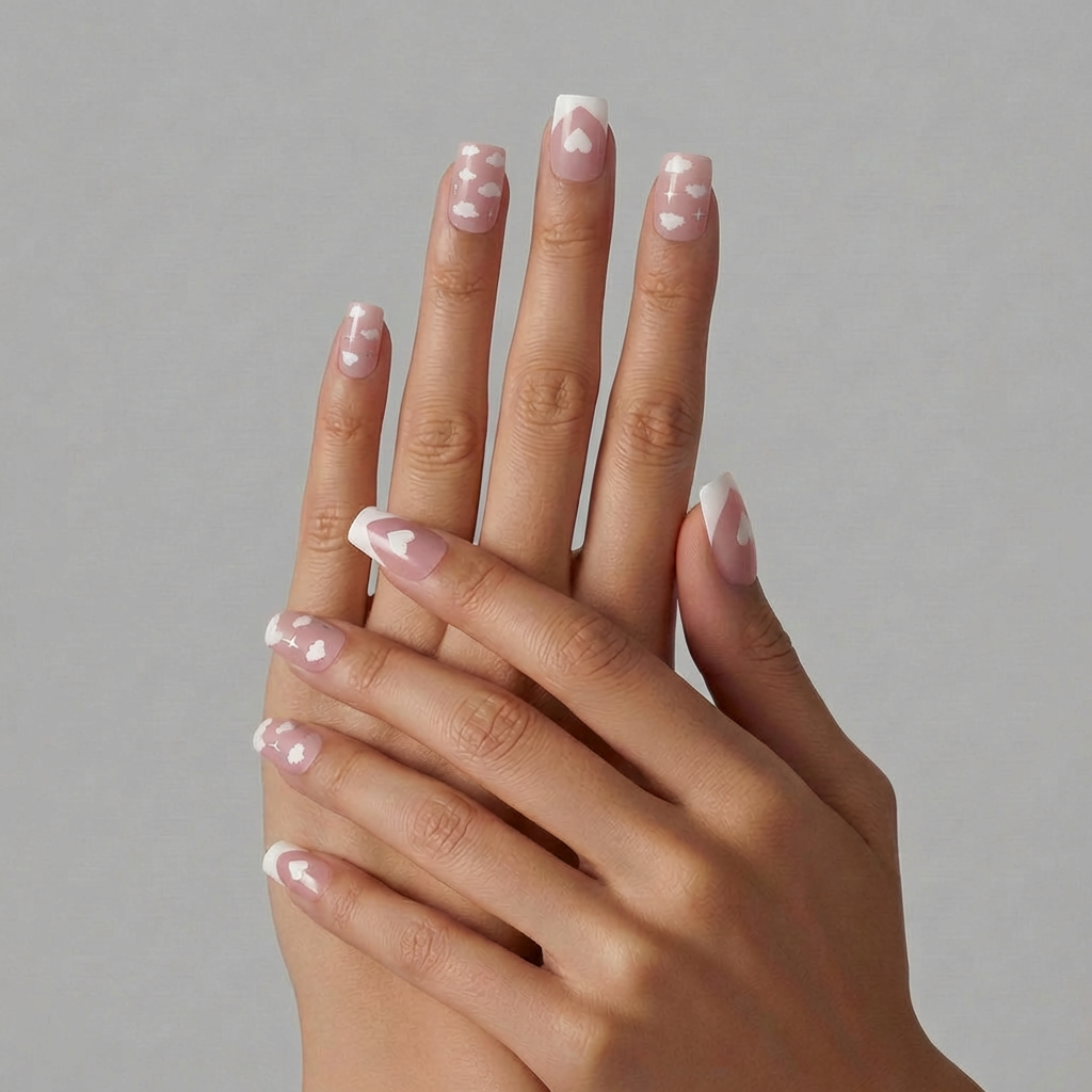 Soft Affair — Bright white french tip press-on nails